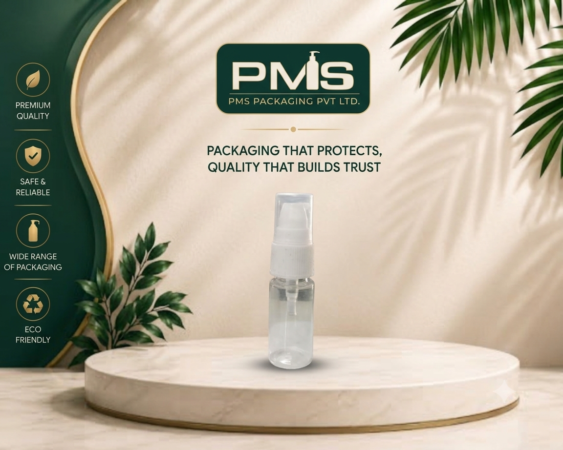 15ml  PET Cylinder Transprent 19MM Neck Round Bottle With 19MM White Cream Pump